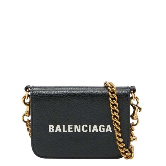 BALENCIAGA Accessories - Balenciaga Chain Mini Wallet 618145 Black Leather Women's BALENCIAGA